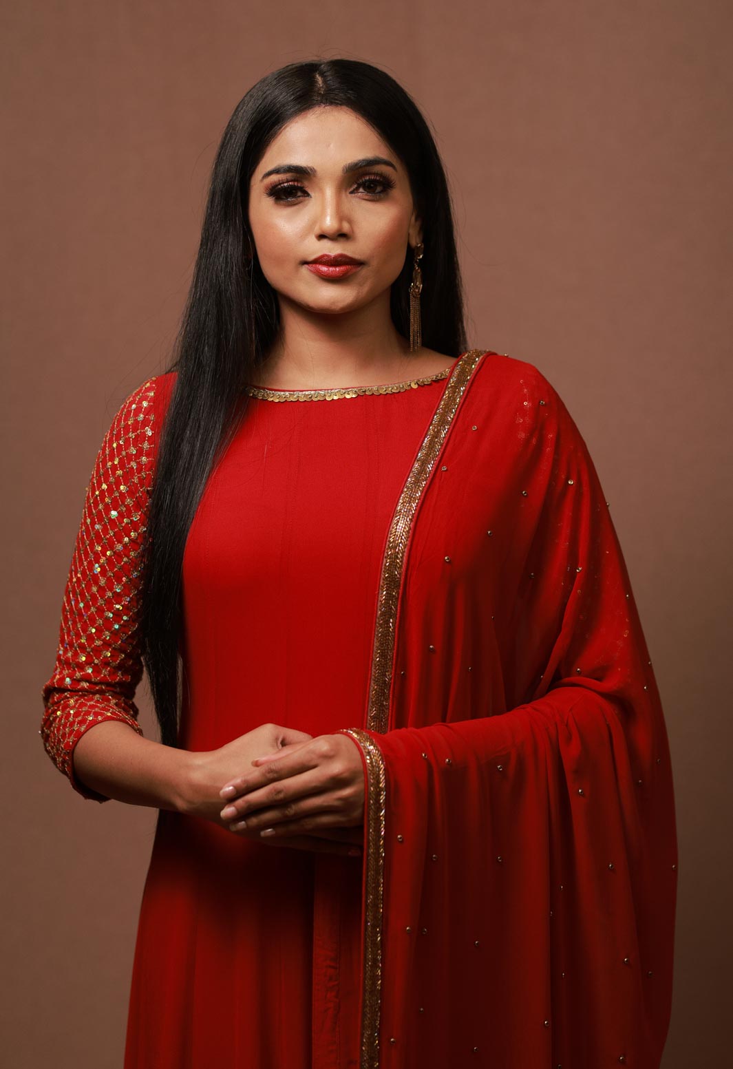 Methi - Red Anarkali Suit