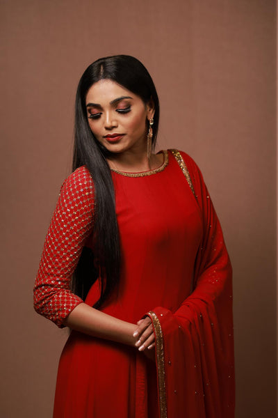 Methi - Red Anarkali Suit
