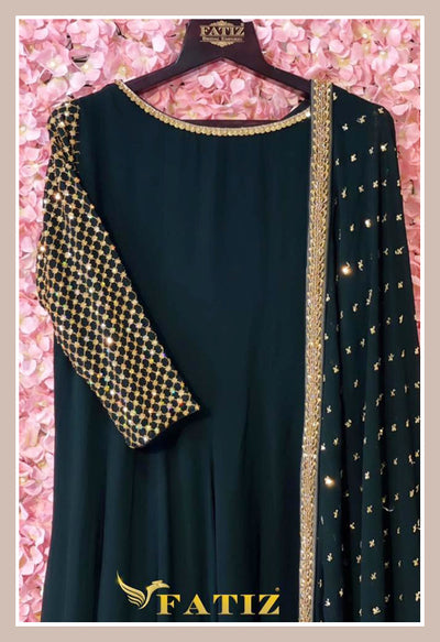 Methi - Bottle green Anarkali Suit