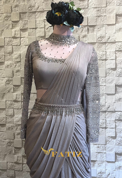 Jessy Drape Gown - Stone Grey