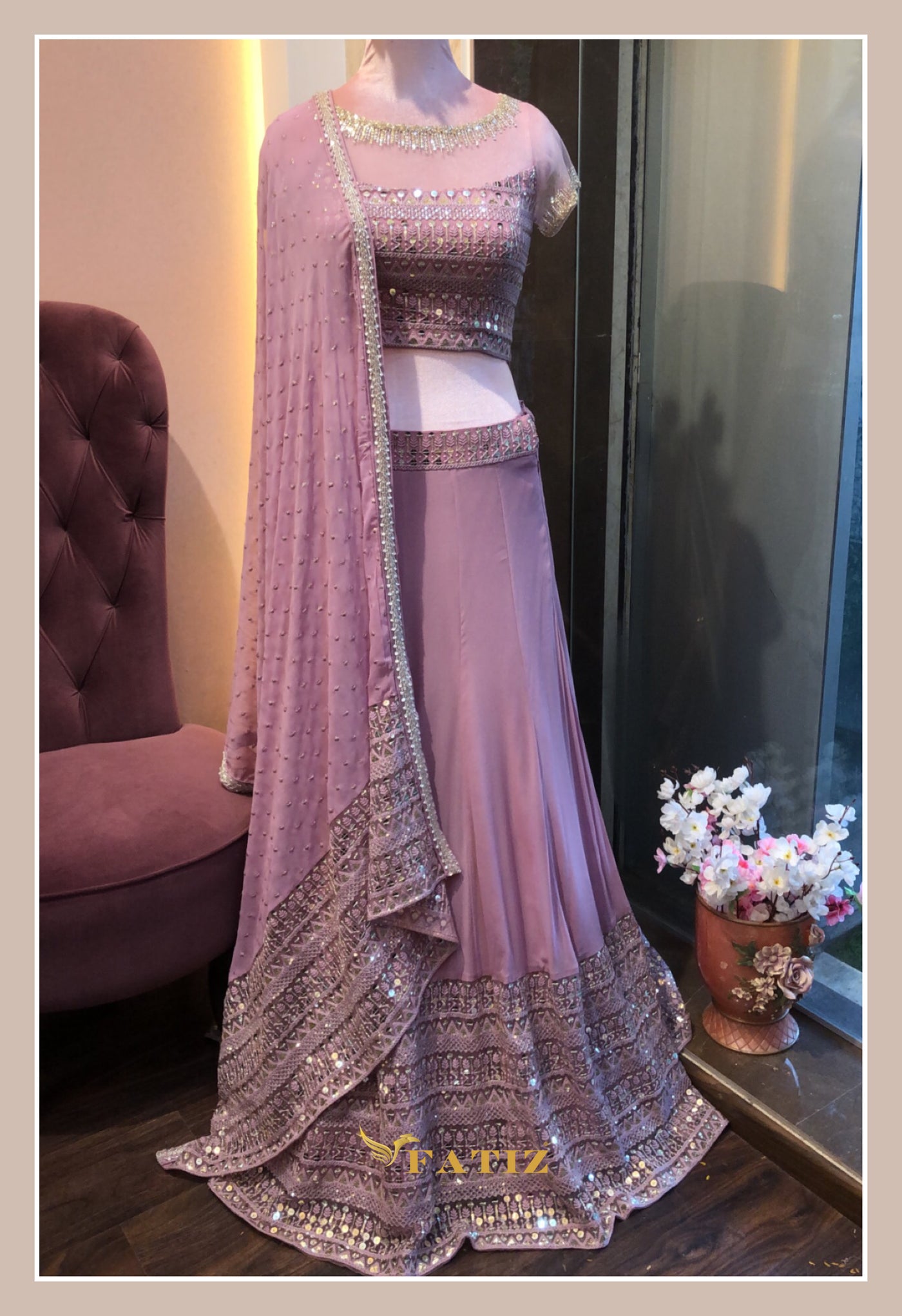 Meira - Mauve Lehenga