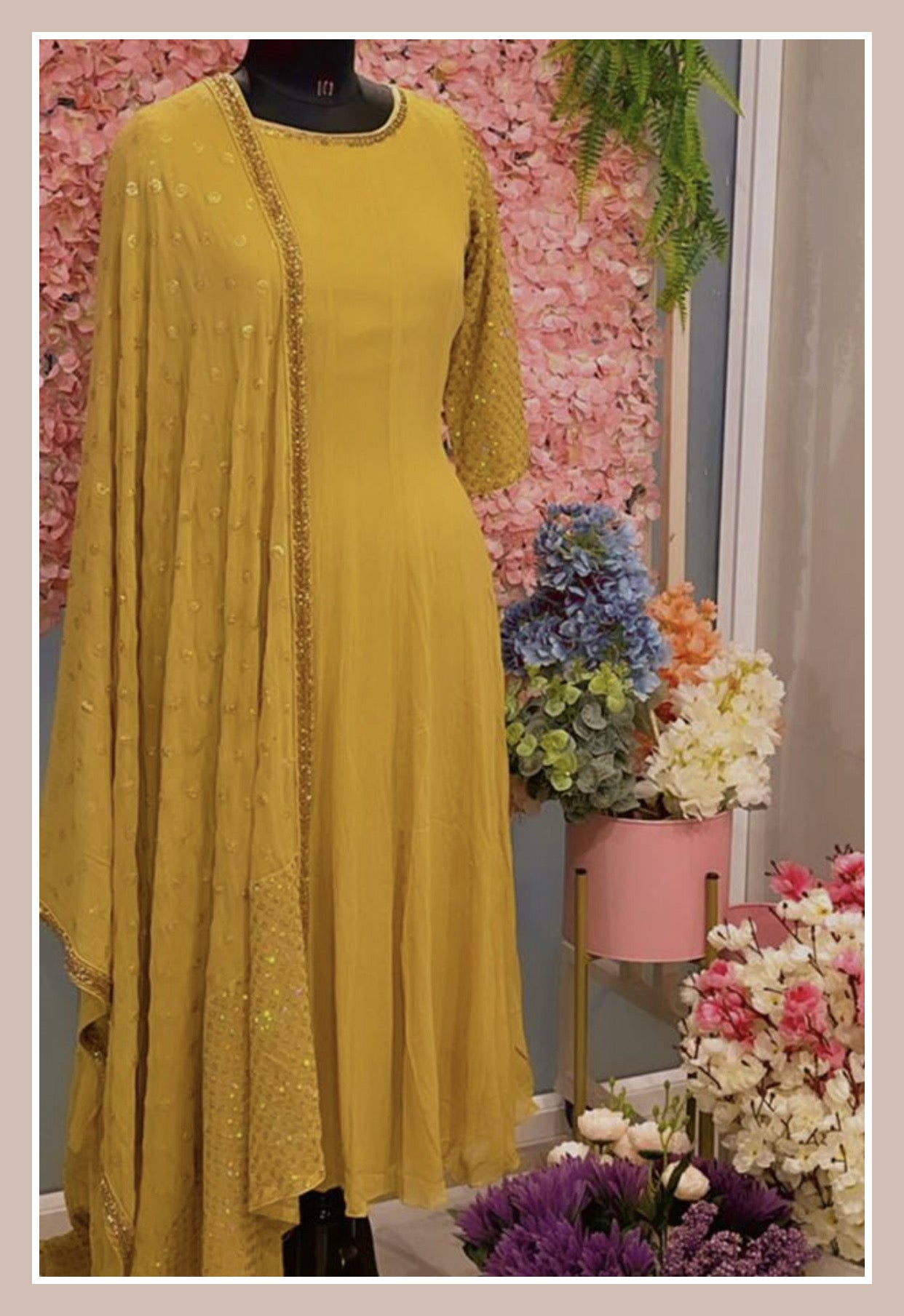 Methi- Yellow Anarkali suit