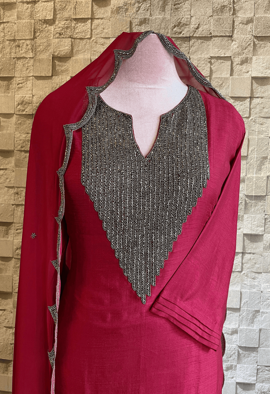 Mia Metal Suit - Maroon