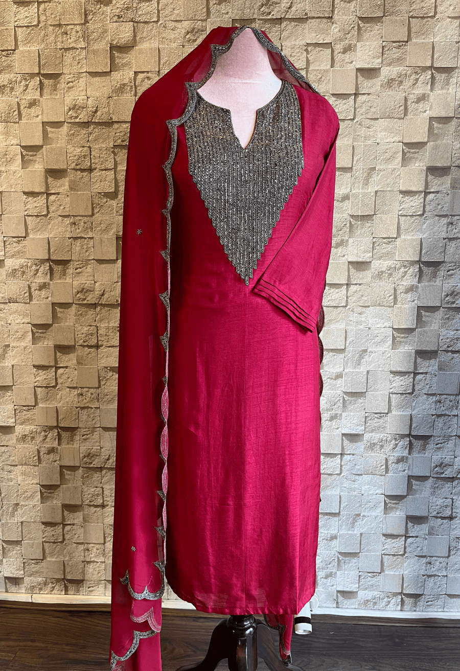 Mia Metal Suit - Maroon