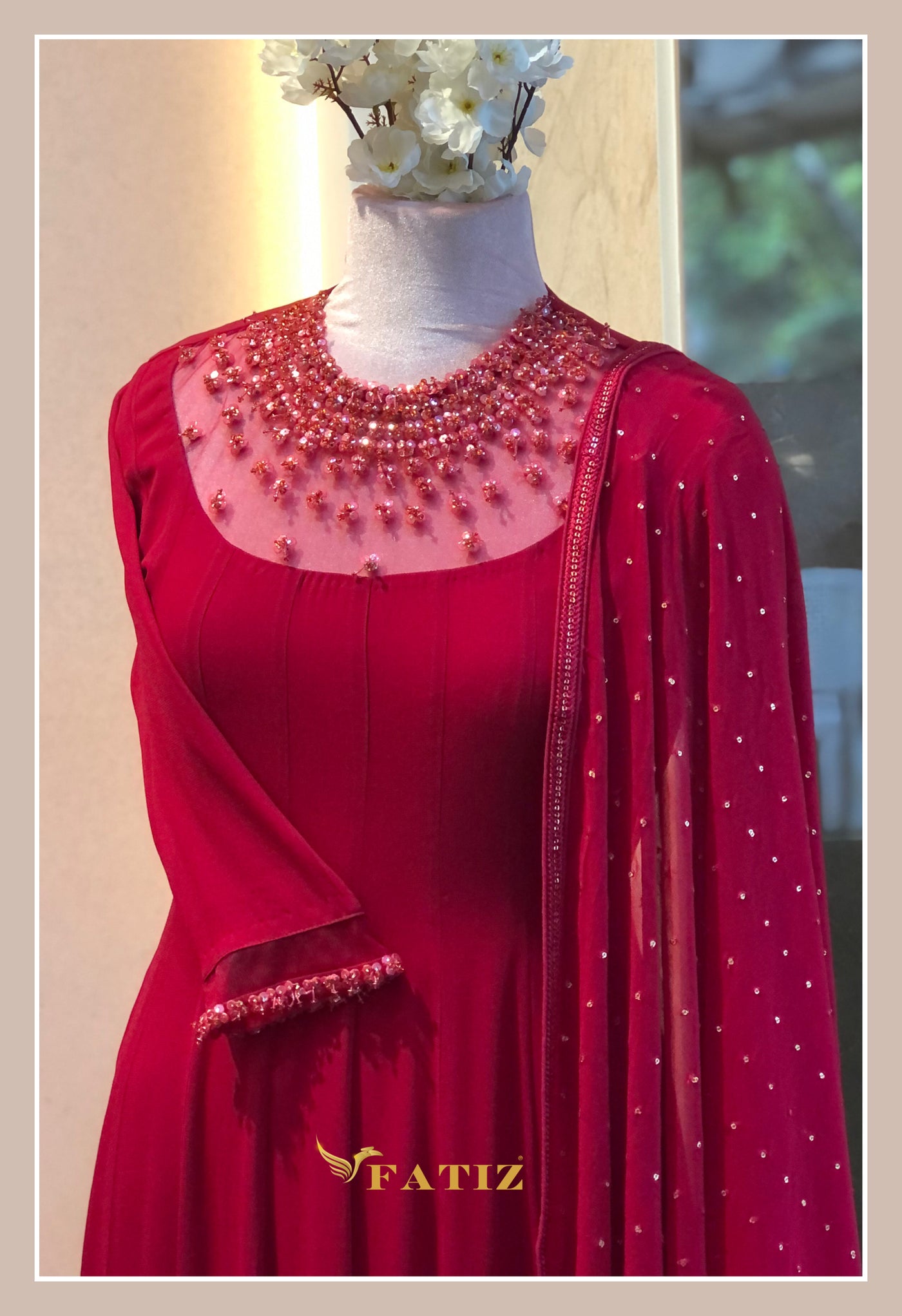Saba - Reddish Pink Anarkali suit