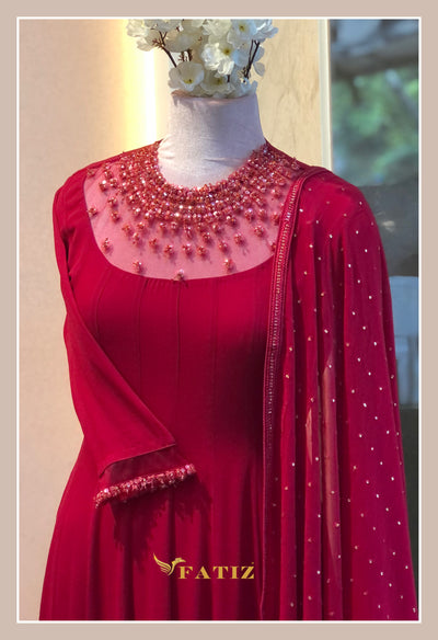 Saba - Reddish Pink Anarkali suit