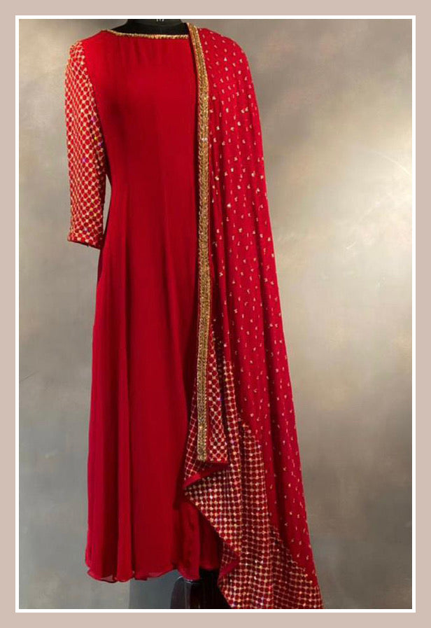 Methi - Red Anarkali Suit