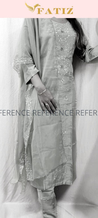 MAVYA GREY XL - KURTA BOTTOM DUPATTA