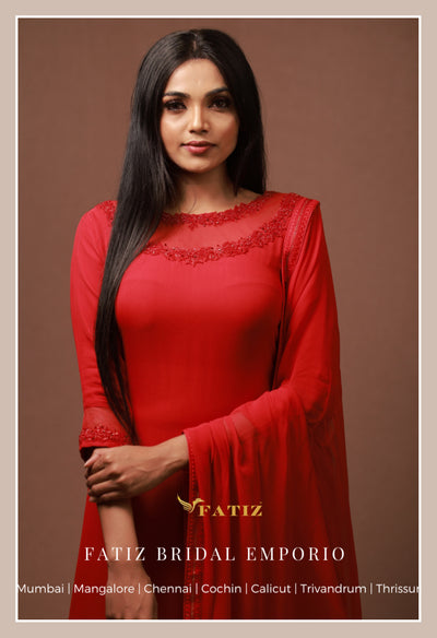 Tania - Red Georgette Suit