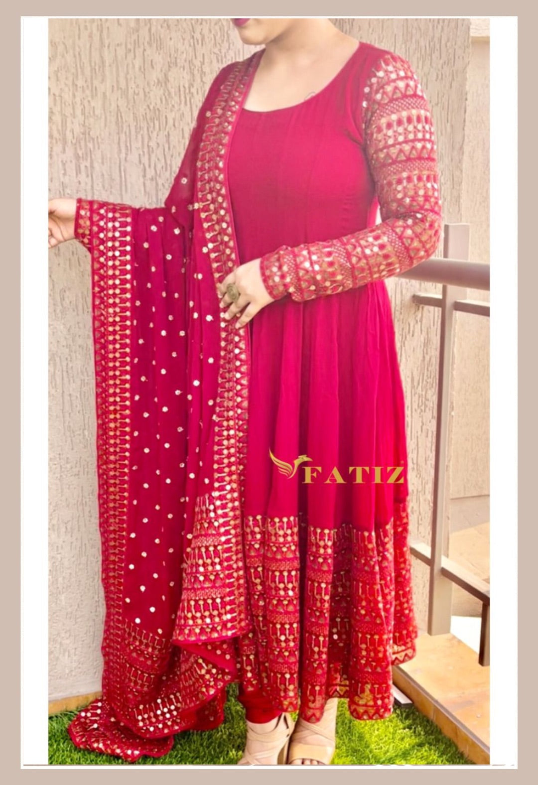 Meira Heavy Anarkali - Red