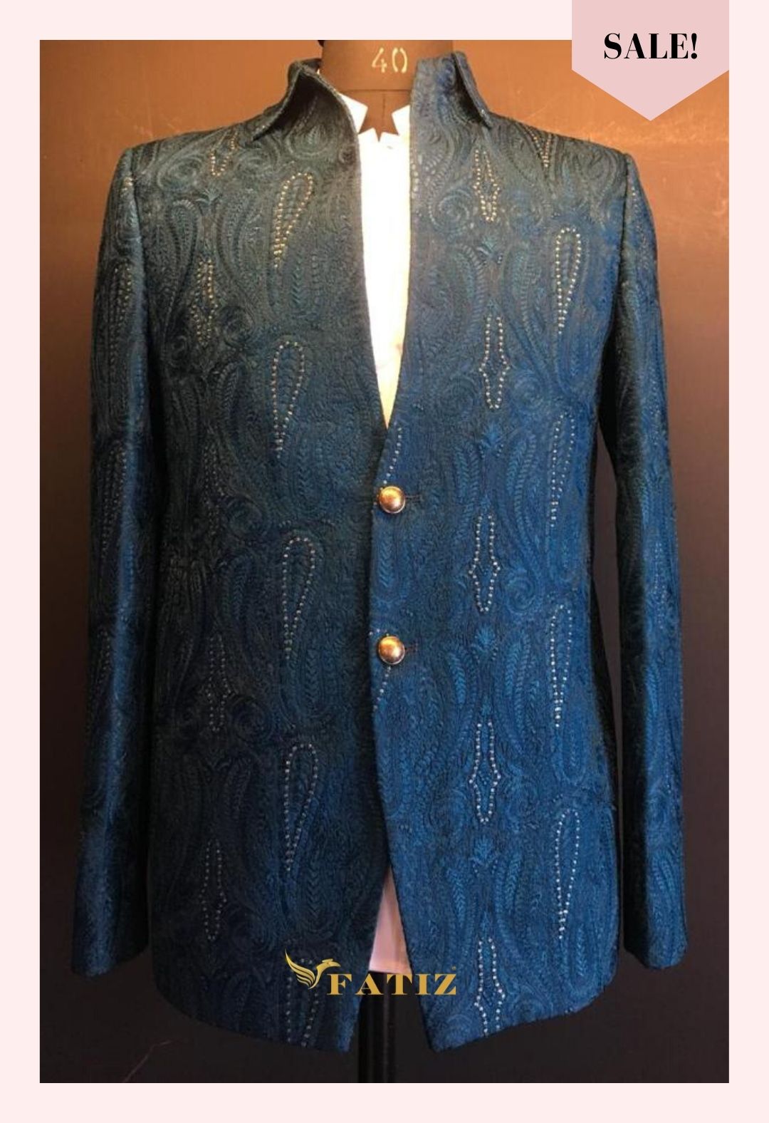 Teal Blue Paisley Jacket