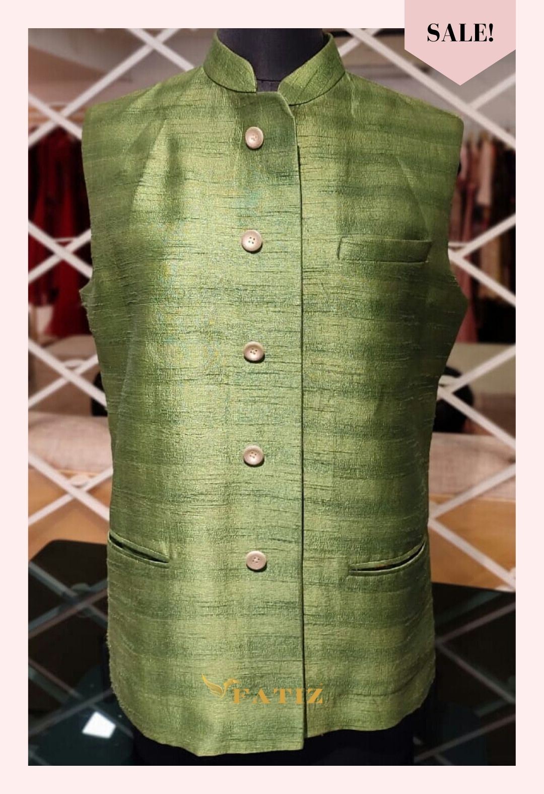 NEHRU JACKET - SHEEN GREEN