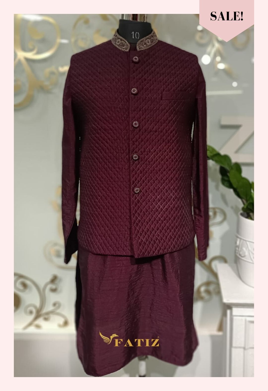 Burgundy - Kurta Bandi set