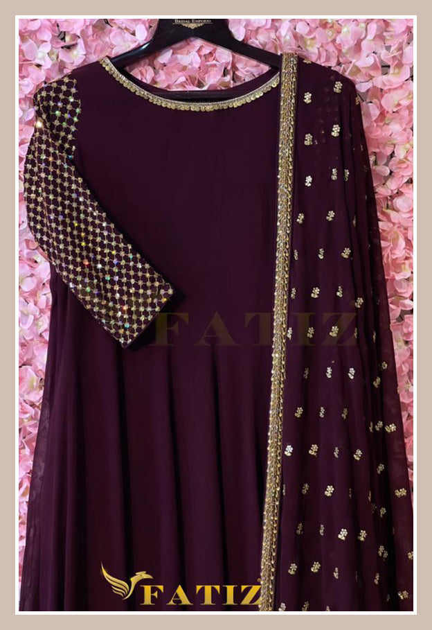 Methi - Wine Anarkali Suit