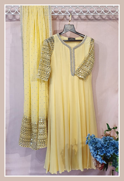 Meira - Pastel Yellow Anarkali Suit