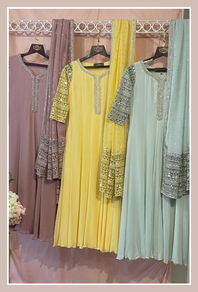 Meira - Pastel Yellow Anarkali Suit