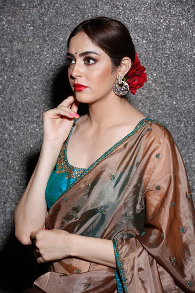 Kansi - Bronze Organza Saree