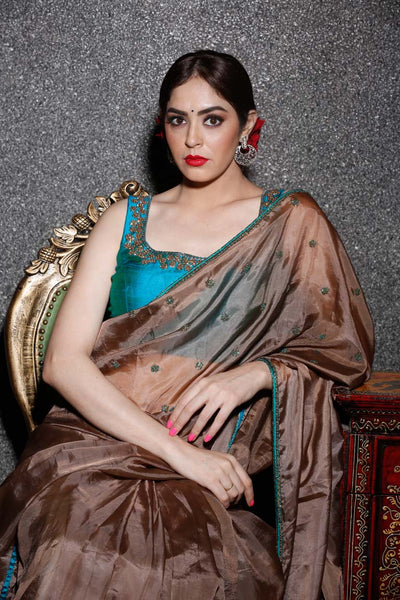 Kansi - Bronze Organza Saree