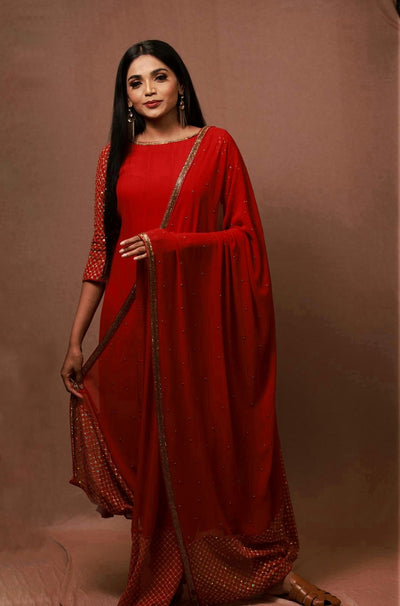 Methi - Red Anarkali Suit