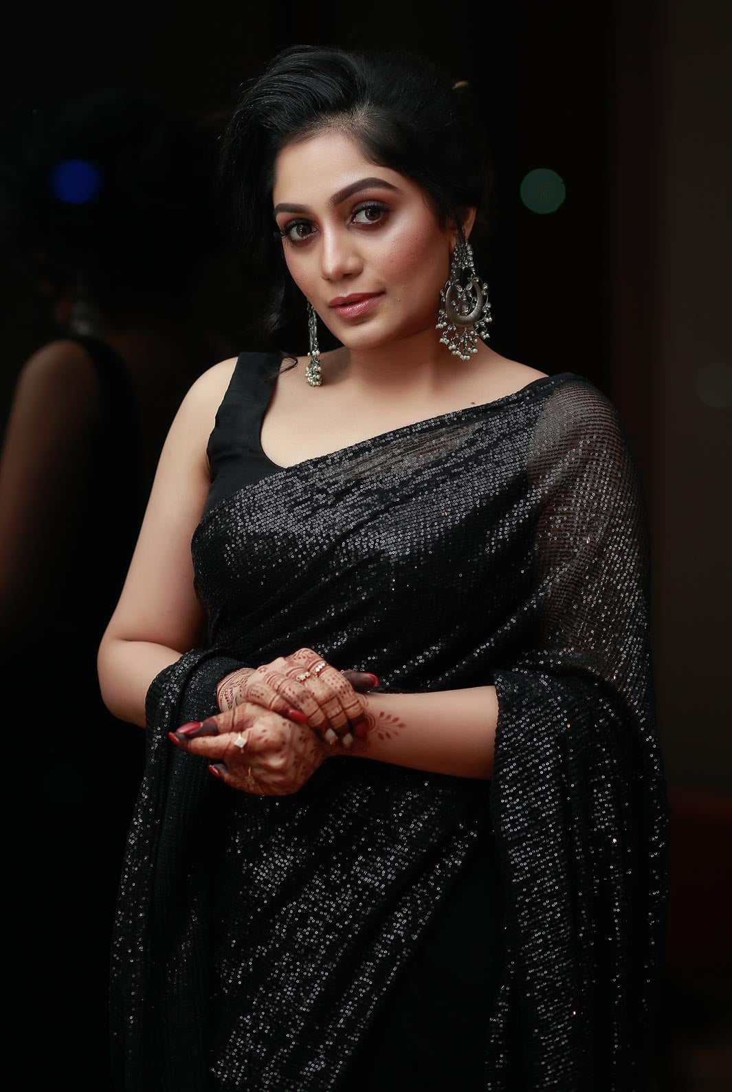 Amoli - Black Sequins Saree