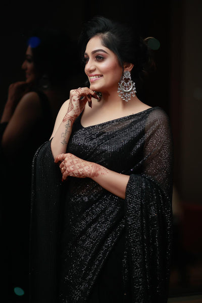 Amoli - Black Sequins Saree