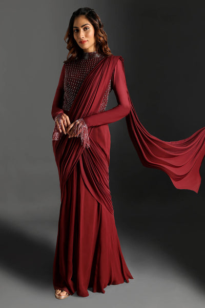 Nisha Saree Maroon