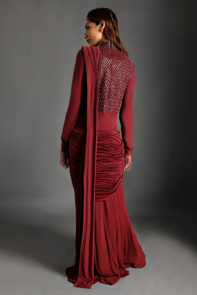 Nisha Saree Maroon
