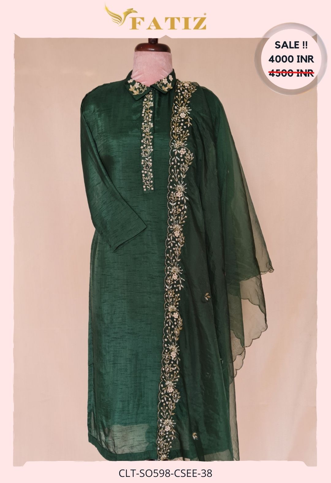 BOTTLE GREEN - L - KURTA BOTTOM