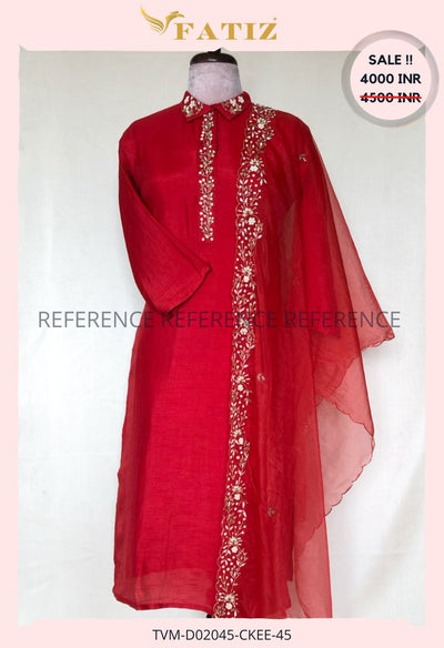RED- XXL - KURTA BOTTOM DUPATTA