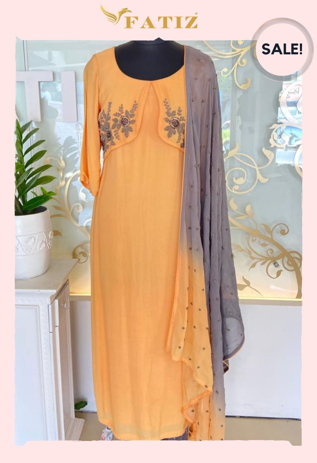 Peach Grape - Kurta and Dupatta Set