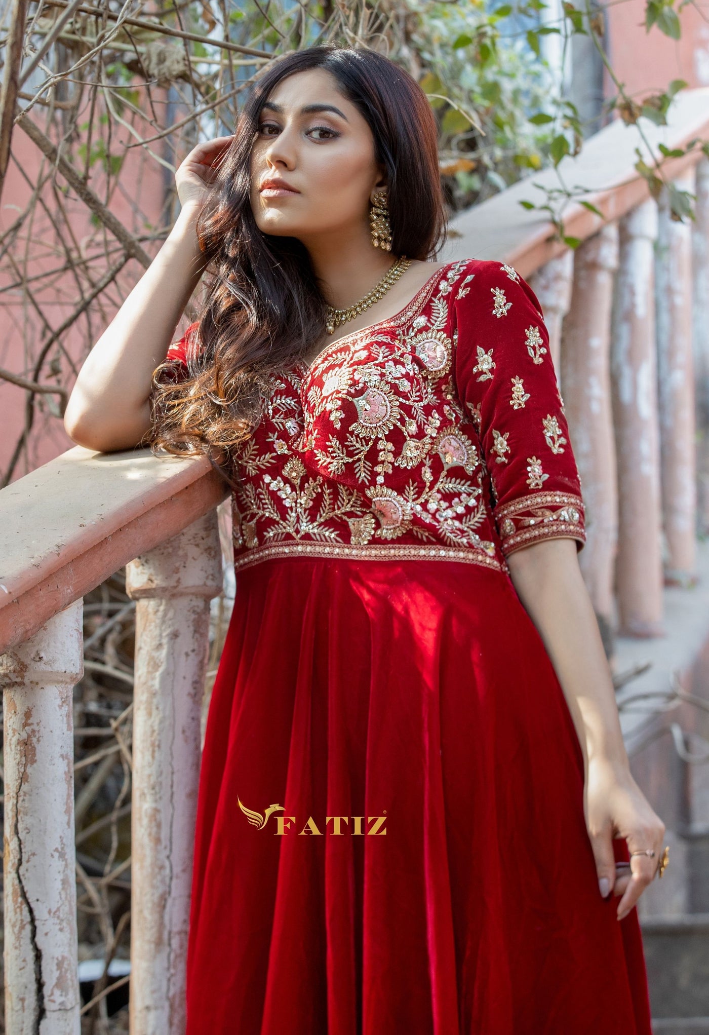 Velvet Red Anarkali