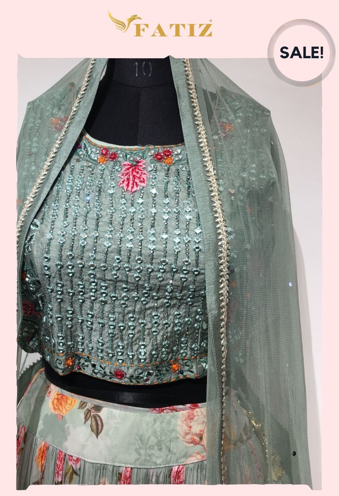 Sage blue- Lehenga set